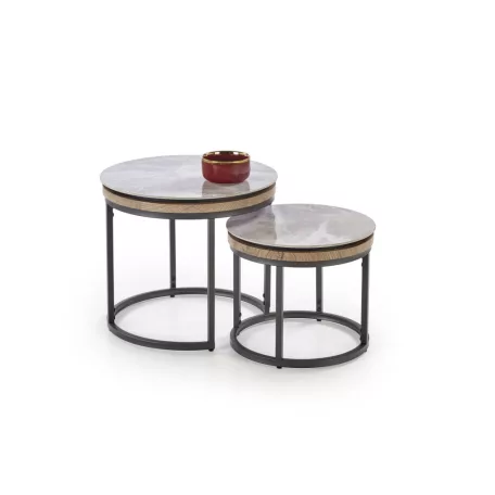 ITAKA 2 darabos dohányzóasztal szett, szín: szürke márvány/grafit