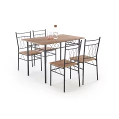   FAUST 3 szett, étkezőasztal + 4 szék, téglalap alakú, szín: natúr tölgy/fekete