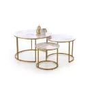 GILDA három darabos dohányzóasztal szett, szín: fehér márvány/arany