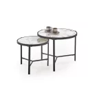 FATIMA két darabos dohányzóasztal szett, szín: fehér márvány/fekete