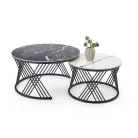 FLAMINGO két darabos dohányzóasztal szett, szín: fekete márvány/fehér márvány/fekete