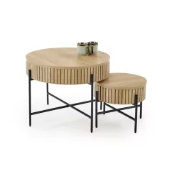   DANTE két darabos dohányzóasztal szett, szín: natúr/fekete