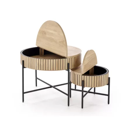 DANTE két darabos dohányzóasztal szett, szín: natúr/fekete