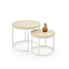 OREO két darabos dohányzóasztal szett, szín: travertin/fehér