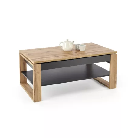 BETTY emelhető tetejű dohányzóasztal, szín: artisan tölgy/fekete