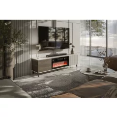   RANDOM 2 RTV-K TV szekrény kandallóval, 180 cm, szín: kasmír/dió/fekete