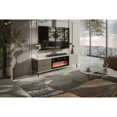 RANDOM 2 RTV-K TV szekrény kandallóval, 180 cm, szín: kasmír/dió/fekete