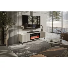   RANDOM 2 RTV-K TV szekrény kandallóval, 180 cm, szín: kasmír/dió/fekete