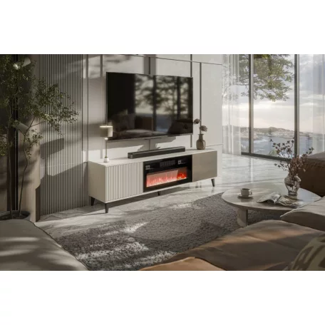 RANDOM 2 RTV-K TV szekrény kandallóval, 180 cm, szín: kasmír/dió/fekete