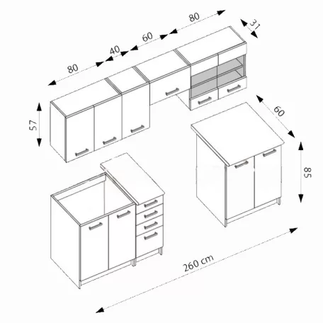 Amanda 2 konyha, 260 fahéj akác/priede arden