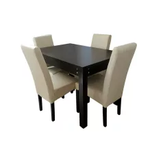 Berta étkezőgarnitúra 4+1 wenge-bézs textilbőr színben