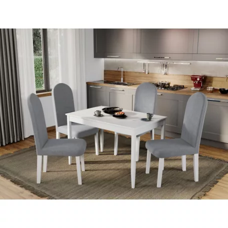 Grand szék, világosszürke színben, fehér lábakkal