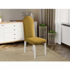 Grand szék, mustár sárga színben, fehér lábakkal