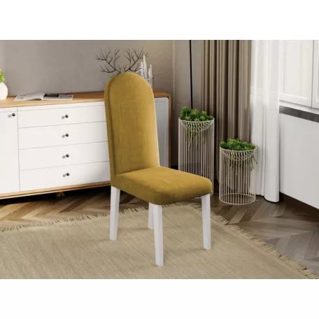 Grand szék, mustár sárga színben, fehér lábakkal