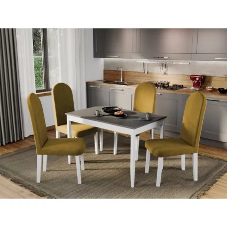 Grand szék, mustár sárga színben, fehér lábakkal