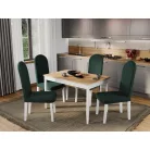 Grand szék, sötétzöld színben, fehér lábakkal