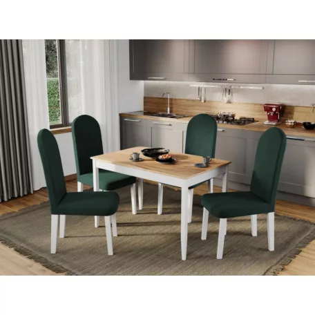 Grand szék, sötétzöld színben, fehér lábakkal