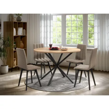 Spira kerekasztal, étkezőasztal fahatású asztallappal