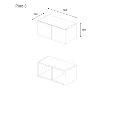 Pino 3 magasító 96 cm szürke színben