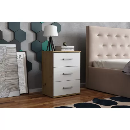 GODA III 3 S éjjeliszekrény artisan/fehér színben