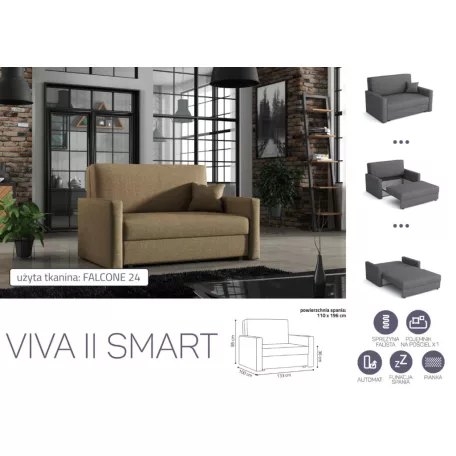VIVA SMART III. előre nyíló rugós kanapé Falcone 24 színben