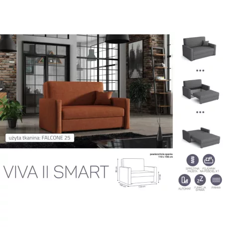 VIVA SMART III. előre nyíló rugós kanapé Falcone 25 színben