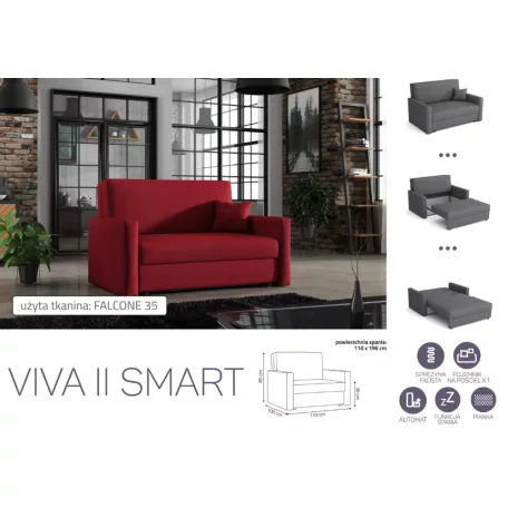 VIVA SMART III. előre nyíló rugós kanapé Falcone 35 színben