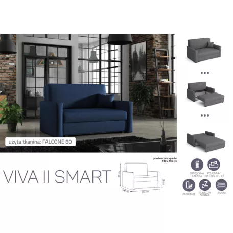 VIVA SMART III. előre nyíló rugós kanapé Falcone 80 színben