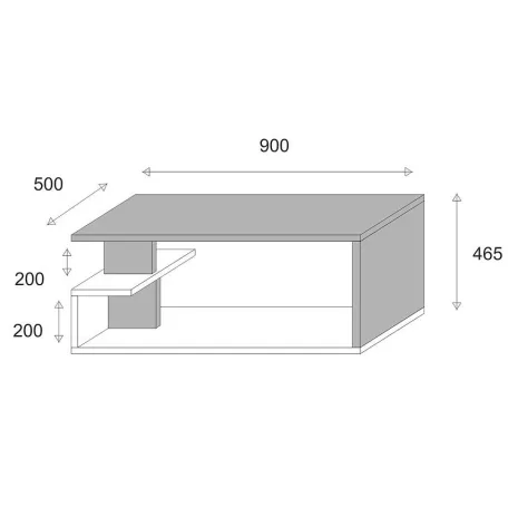 Dante dohányzóasztal beton/fehér színben