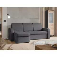   Totii sarok ülőgarnitúra sötét szürke szövettel ágyazható, ágyneműtartós Lux 06
