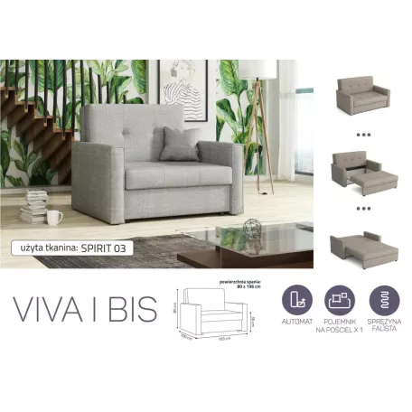 VIVA BIS I. előre nyíló rugós fotelágy Spirit 03 színben
