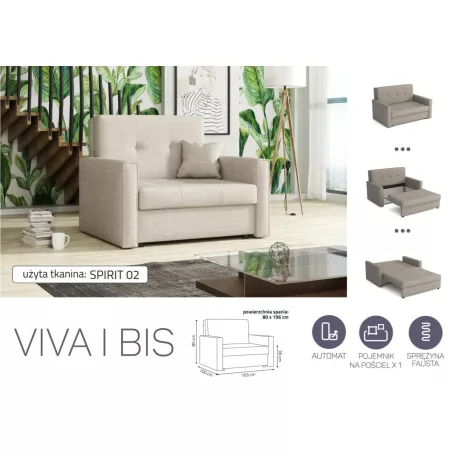 VIVA BIS I. előre nyíló rugós fotelágy Spirit 02 színben