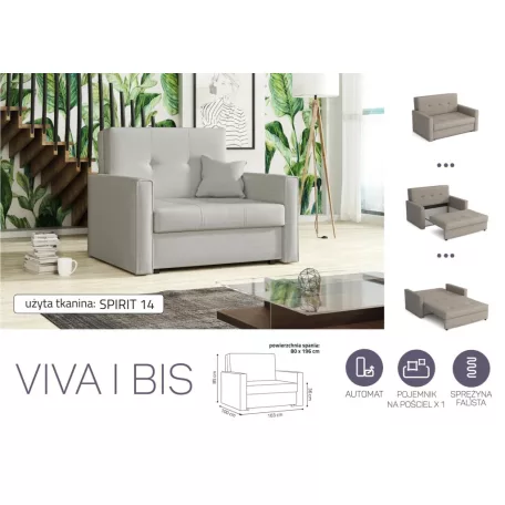 VIVA BIS I. előre nyíló rugós fotelágy Spirit 14 színben