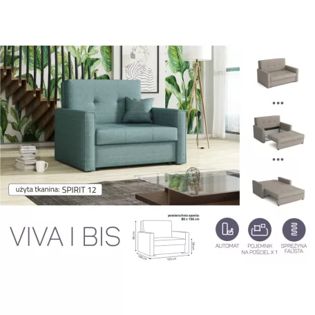 VIVA BIS I. előre nyíló rugós fotelágy Spirit 12 színben