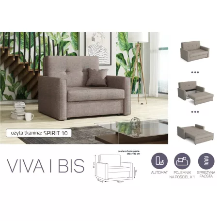 VIVA BIS I. előre nyíló rugós fotelágy Spirit 10 színben