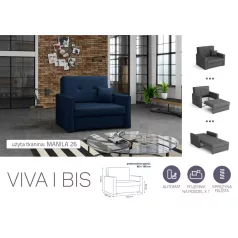   VIVA BIS I. előre nyíló rugós fotelágy Manila 26 színben