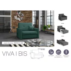  VIVA BIS I. előre nyíló rugós fotelágy Manila 38 színben