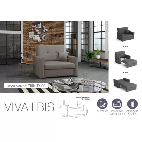 VIVA BIS I. előre nyíló rugós fotelágy Trinity 03 színben