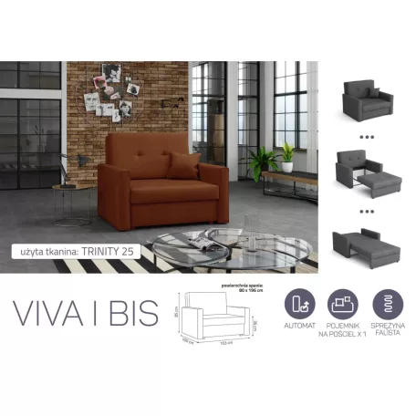 VIVA BIS I. előre nyíló rugós fotelágy Trinity 25 színben