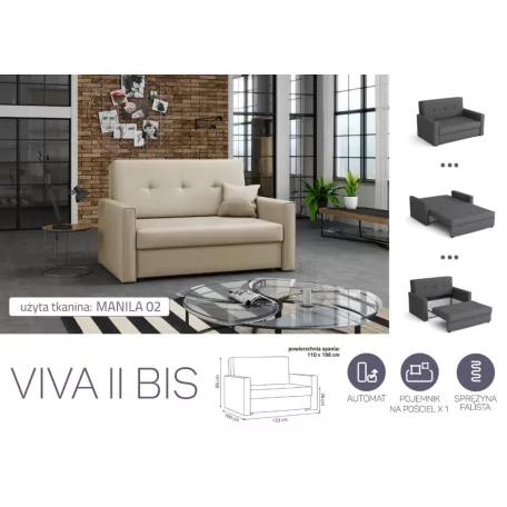 VIVA BIS II. előre nyíló rugós kanapé MANILA 02 színben
