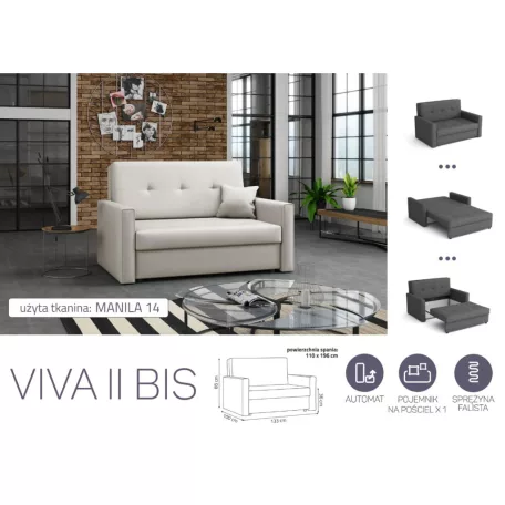 VIVA BIS II. előre nyíló rugós kanapé MANILA 14 színben