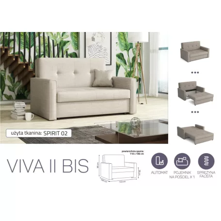 VIVA BIS II. előre nyíló rugós kanapé SPIRIT 02 színben