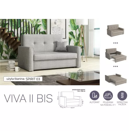 VIVA BIS II. előre nyíló rugós kanapé SPIRIT 03 színben