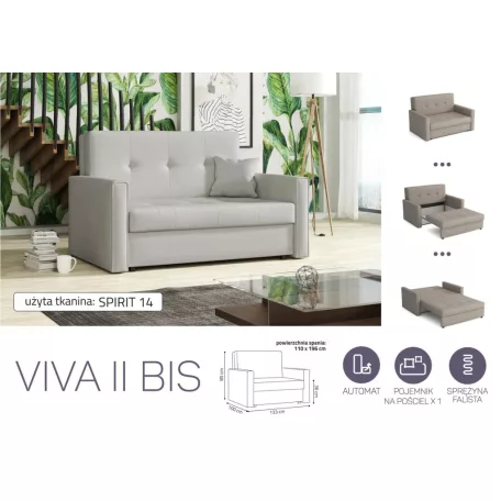 VIVA BIS II. előre nyíló rugós kanapé SPIRIT 14 színben