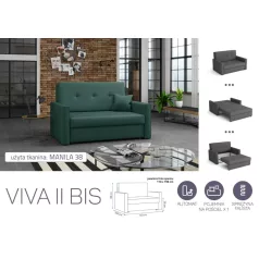   VIVA BIS II. előre nyíló rugós kanapé MANILA 38 színben