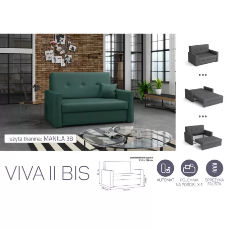 VIVA BIS II. előre nyíló rugós kanapé MANILA 38 színben