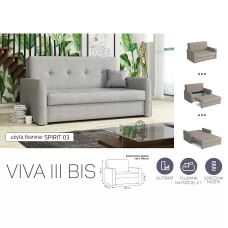 VIVA BIS III. előre nyíló rugós kanapé Spirit 03 színben