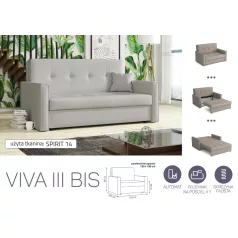  VIVA BIS III. előre nyíló rugós kanapé Spirit 14 színben