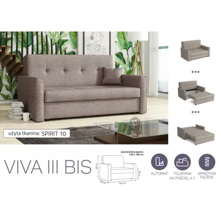VIVA BIS III. előre nyíló rugós kanapé Spirit 10 színben