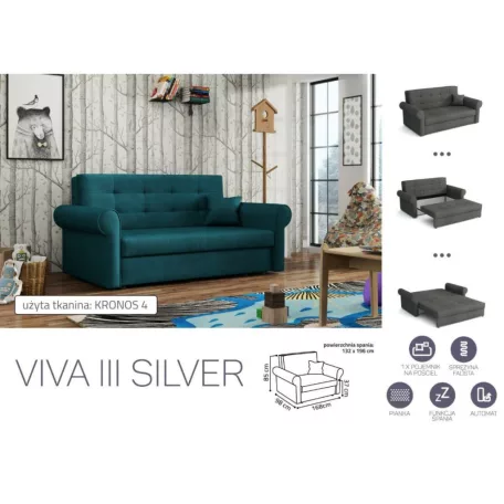VIVA SILVER III. előre nyíló rugós kanapékronos 04